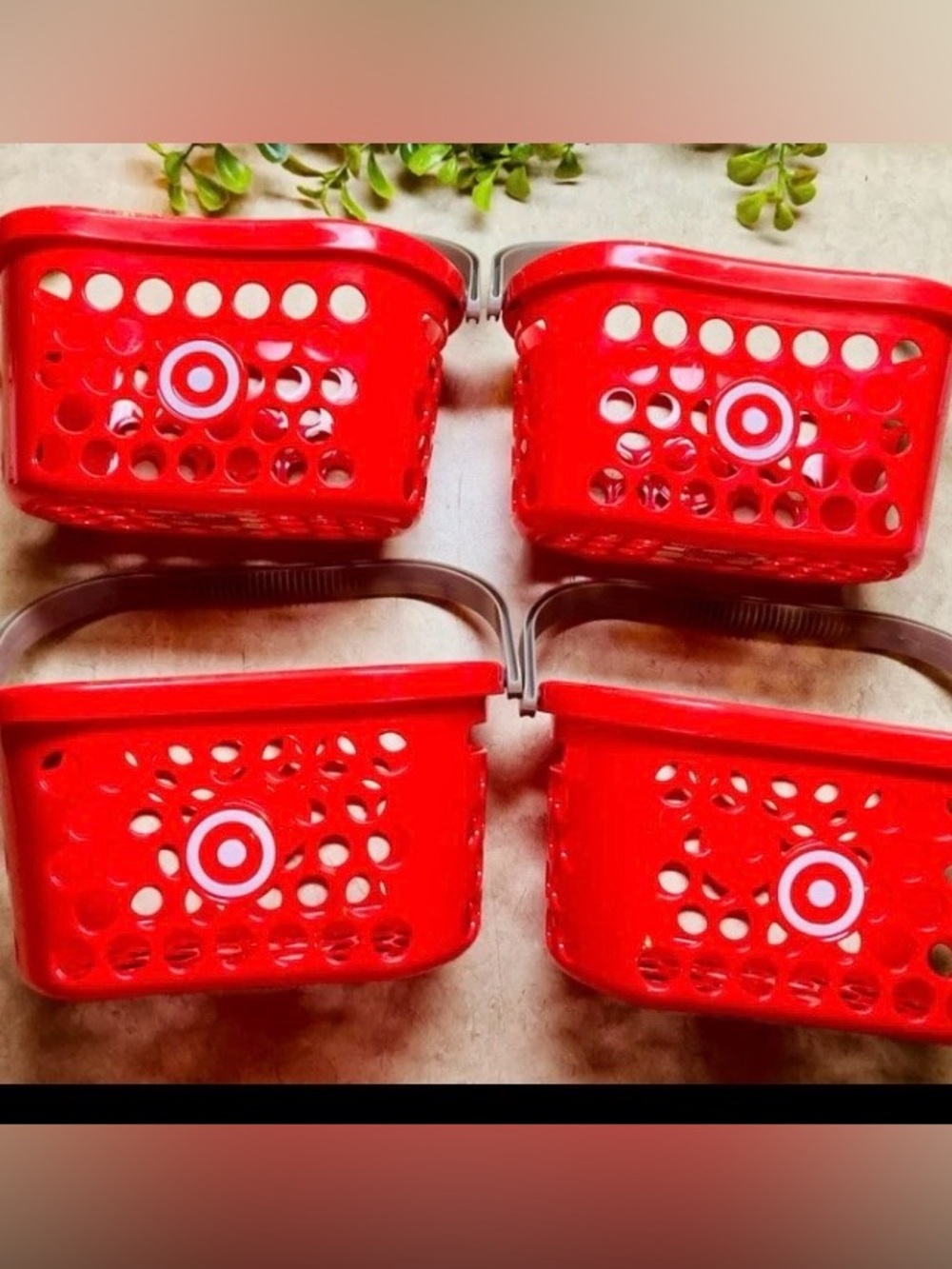 Target Mini Red Play Shopping Baskets with Gray Handles - Set of 4